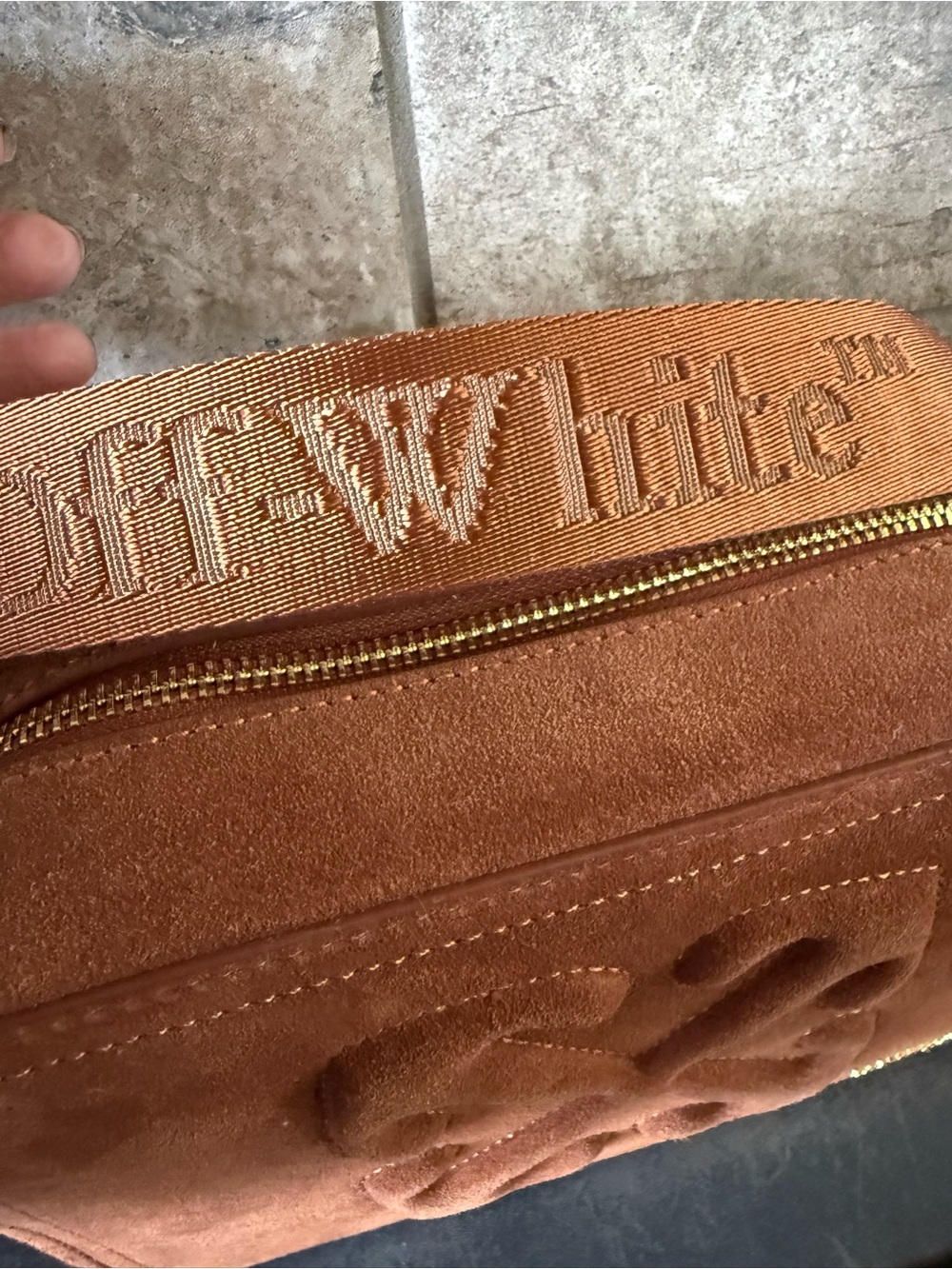 Off-White VIRAL Suede Crossbody Bag in Rust Brown - Picture 8 of 8